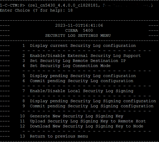 5400: How to Enable/Disable External Security Log support in 5430 from CLI.