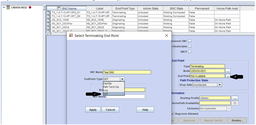 CN 5400: Procedure to create 1+0 SNC in 5400 using NM.