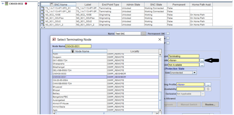 CN 5400: Procedure to create 1+0 SNC in 5400 using NM.
