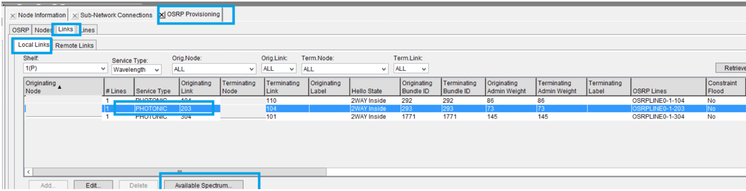 OME 6500: How to verify available spectrum for explicit SNC