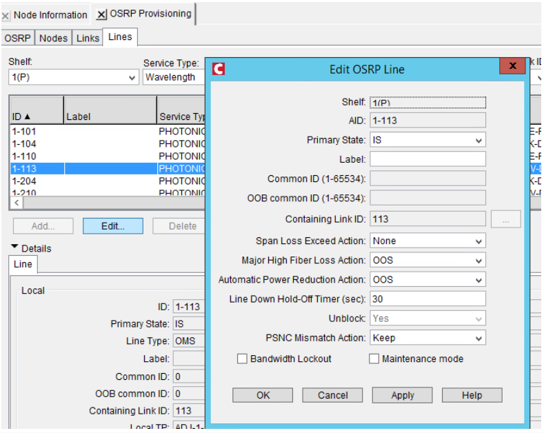 OME 6500: Configuration Mismatch alarm raised on the OSRP line.