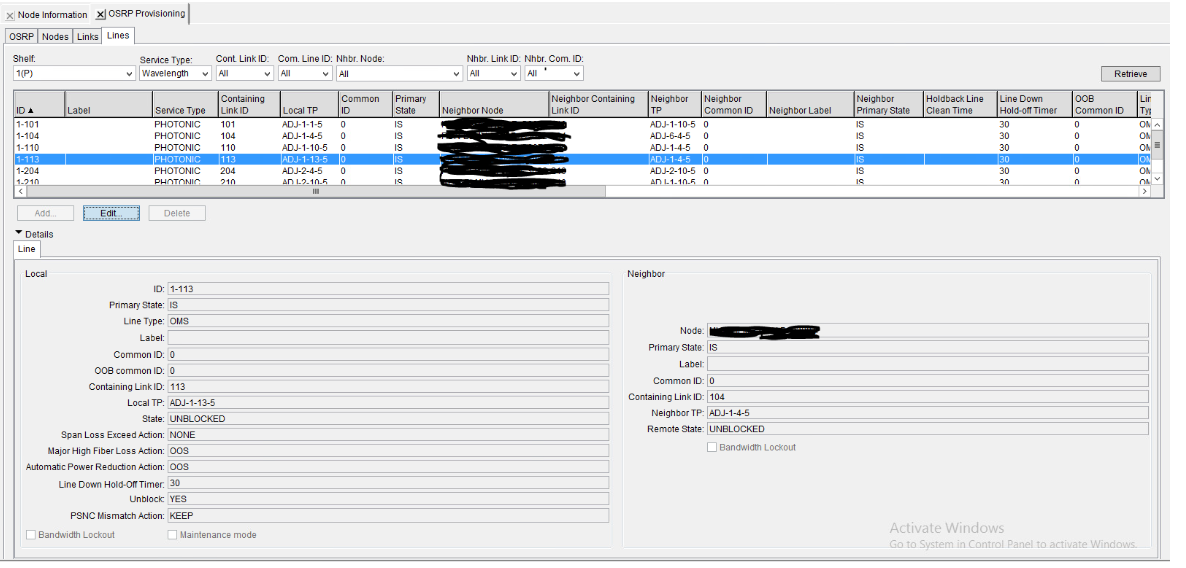 OME 6500: Configuration Mismatch alarm raised on the OSRP line.