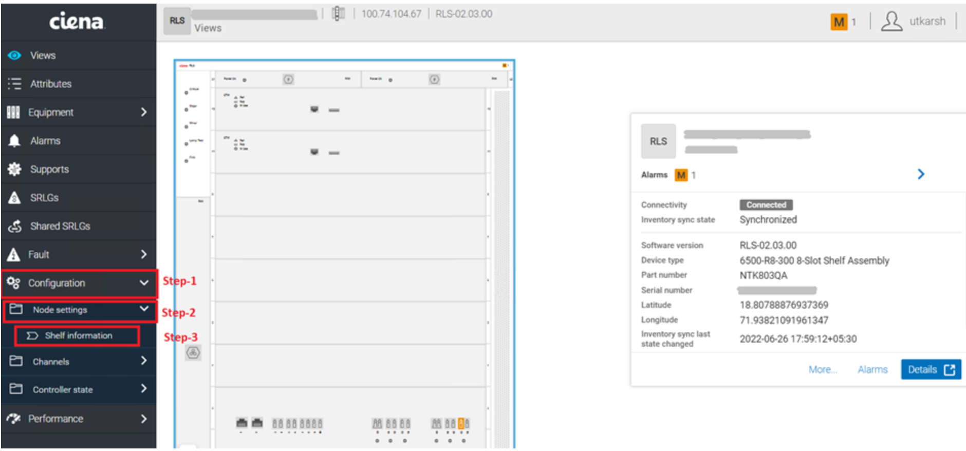 RLS: How to check current power consumption on RLS shelf in MCP