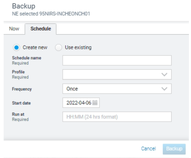 MCP Creating a schedule to back up network element data
