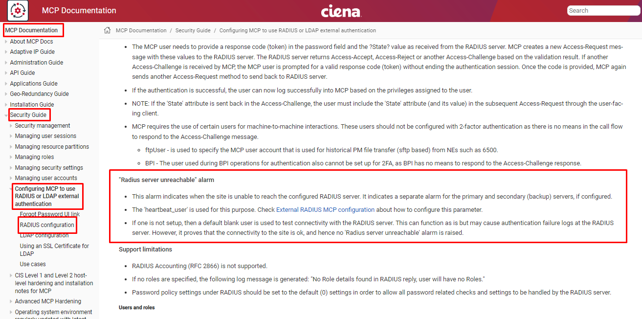 MCP Authentication failure from MCP servers on external RADIUS server every 30 seconds.