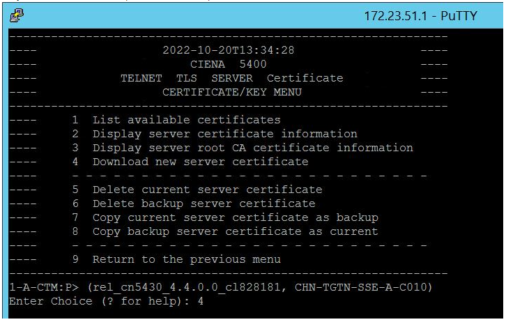 54XX: How to restore the expired Telnet TLS Server Certificate