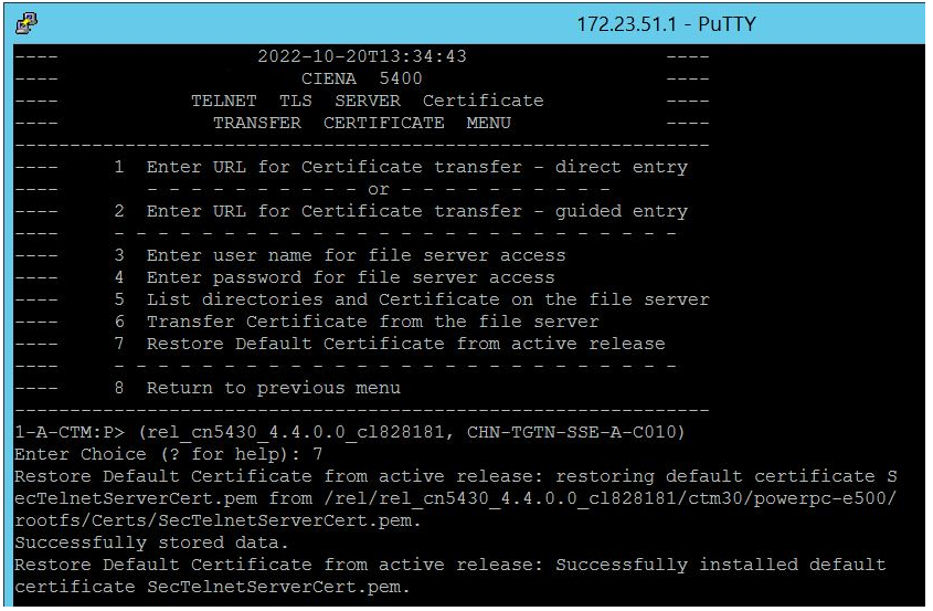54XX: How to restore the expired Telnet TLS Server Certificate