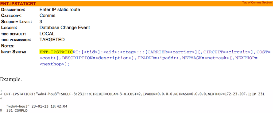 OME 6500: How to change IP address of COLAN-X from TL1-command.