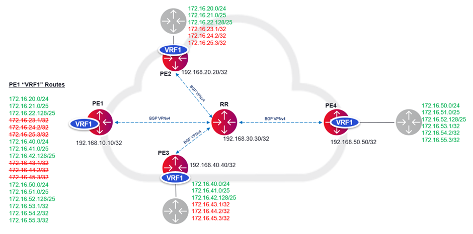 SAOS 10x: How to Filter /32 VPNv4 routes from specific advertising ...