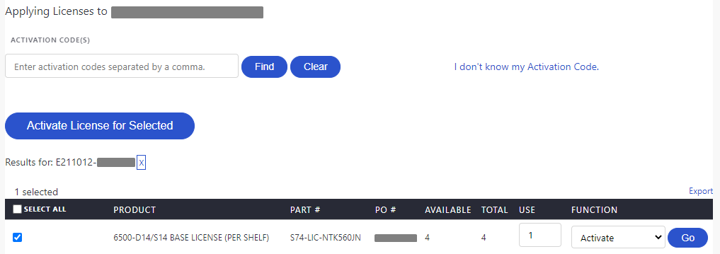 6500 : Adding license to a device