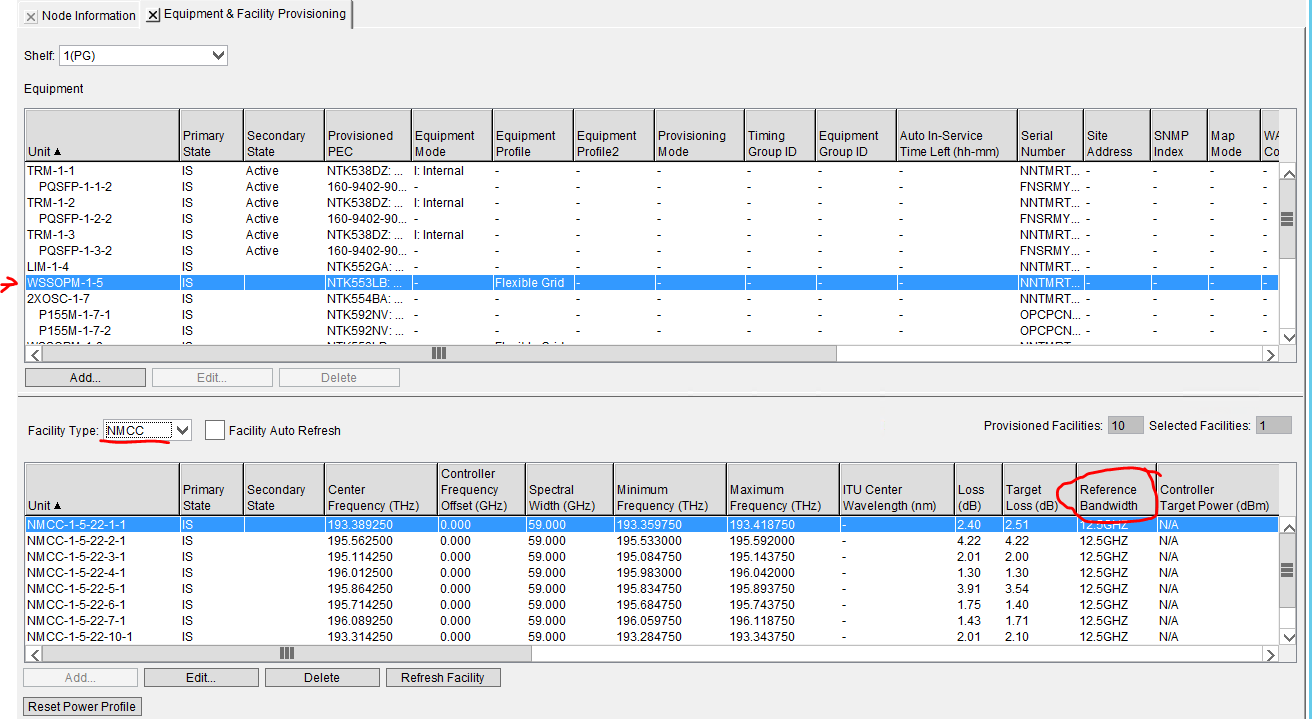 OME6500: How to check WSS NMCC reference BW