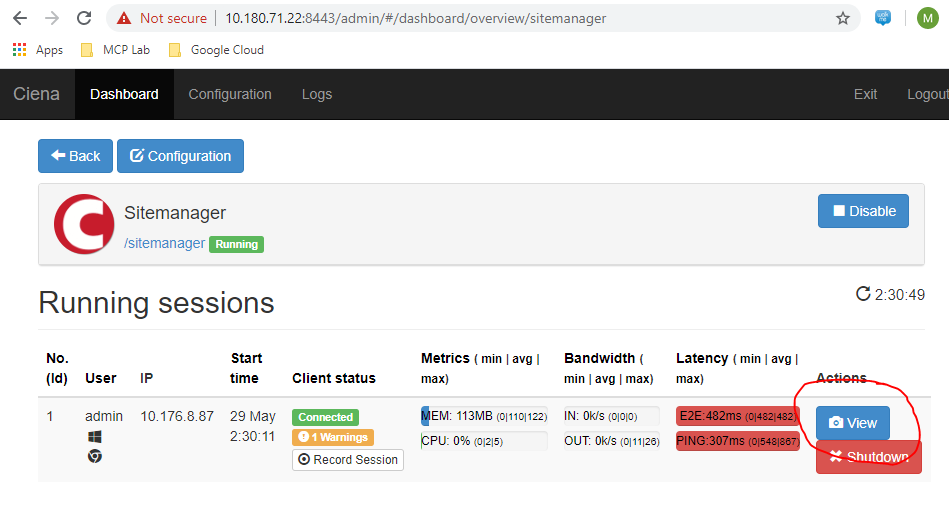 How to stop hung web site manager sessions
