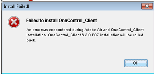 OneControl Client install error with Adobe AIR