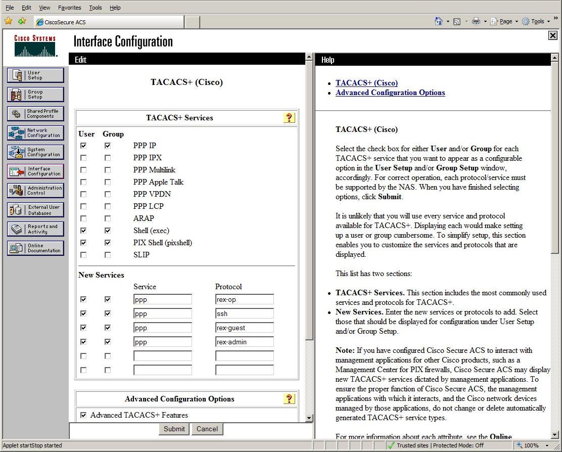 Configuring CiscoSecure ACS 3.3 for use with Route Explorer