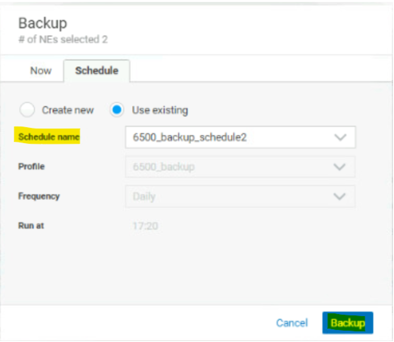 MCP: How to add NE to a backup scheduler