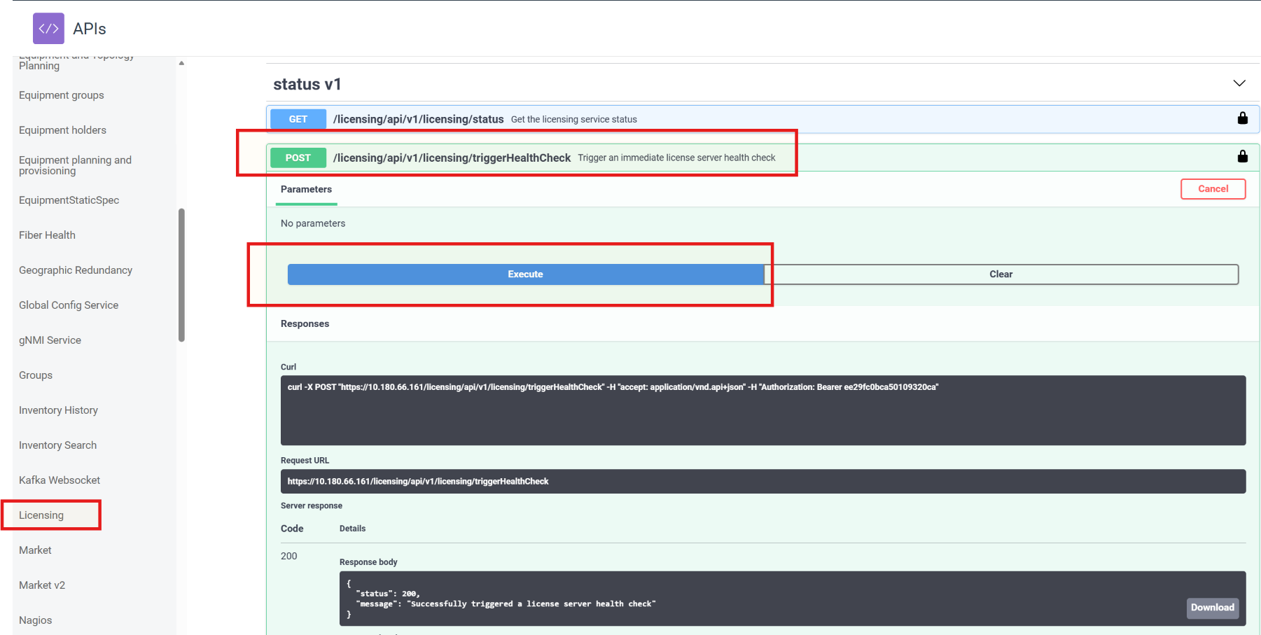 Navigator: API endpoint for monitoring the license server system health ...