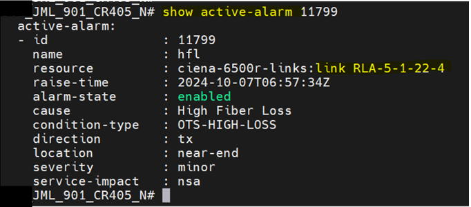 RLS: Handling of HFL internal Major/Minor alarm between RLA to RLA or ...