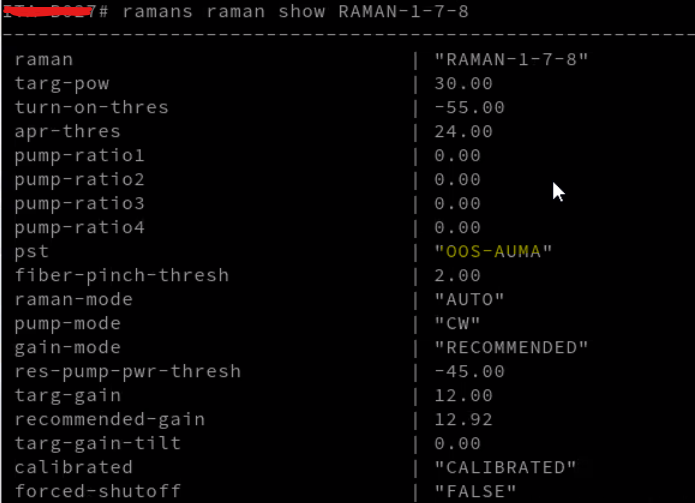 OME 6500: How to disable and enable raman amplifier on CLI