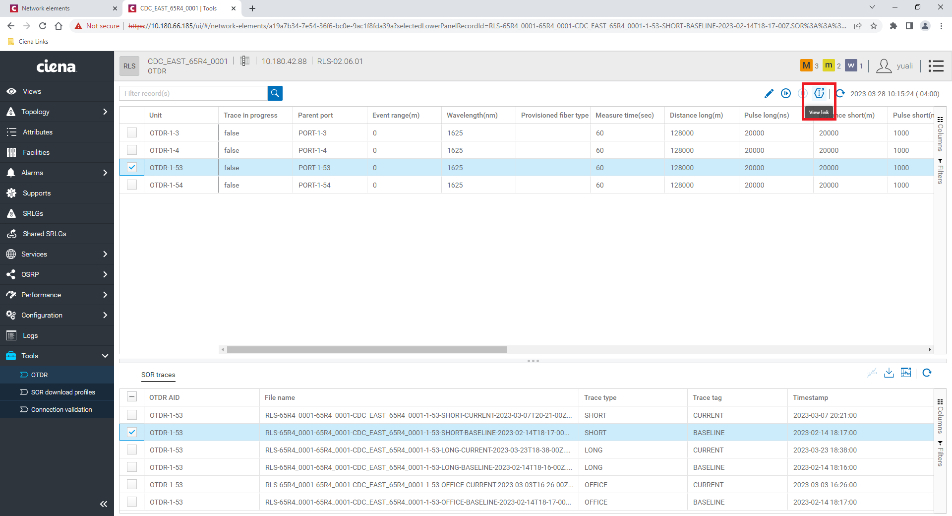 MCP: How to plot OTDR trace for some SOR files from NE details page in MCP