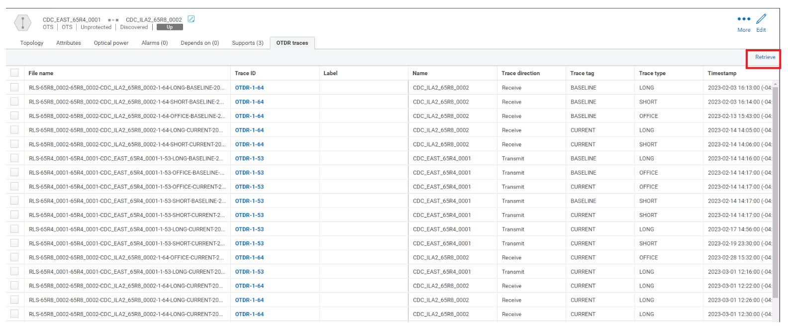 MCP: How to plot OTDR trace for some SOR files from NE details page in MCP
