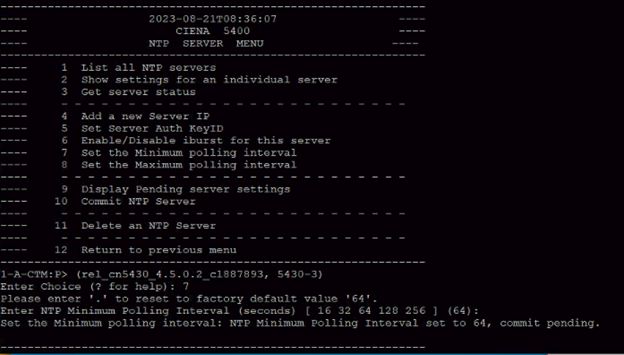 5400 : NTP server configuration