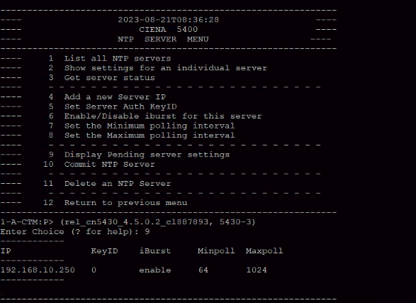5400 : NTP server configuration