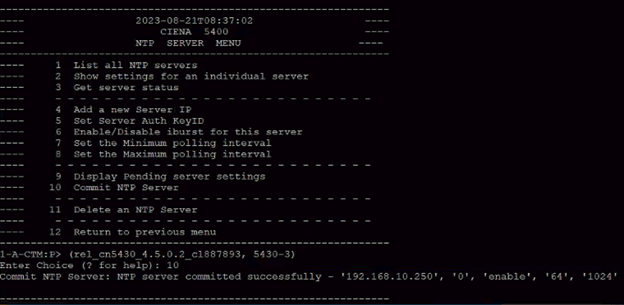 5400 : NTP server configuration